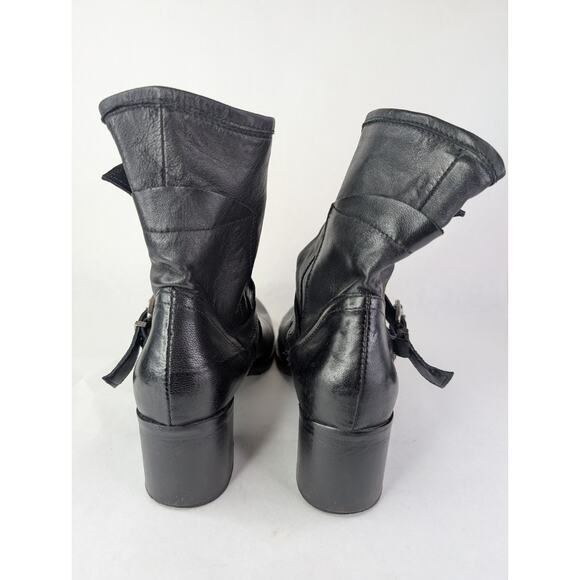 Croatian Black Ankle Combat Boots Moto Buckle Zipper Punk Goth 10M - Picture 10 of 11